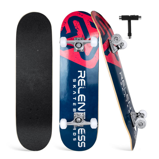 Relentless 31 Inch Complete Skateboard by Hamish Brewer, aka The Tattooed Principal, Buy a Skateboard, Give a Skateboard, 7 Layer Canadian Maple for Kids Teens Adults Tricks Double Kick Deck Concave